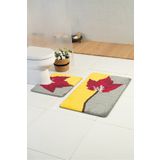 Moda Dekor Milenyum Red Leaf Multi 2'li Banyo Paspası
