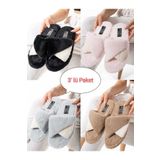 Moda Devrin 3'lü Paket Önü Kapalı Terlik Ev Terliği Çeyiz Bohça Seti