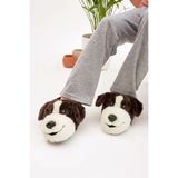 Moda Devrin Mdes Vizon Hayvanlı Sessiz Taban Panduf Sevimli Köpek Figürlü Peluş Ev Ayakkabısı