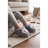 Moda Devrin Unisex Gri Bebek & Çocuk Sevimli Tavşan Figürlü Peluş Ev Pandufu - Kaydırmaz Tabanlı Sıcak Tutan Patik Terlik