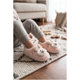 Moda Devrin Unisex Pudra Bebek & Çocuk Sevimli Tavşan Figürlü Peluş Ev Pandufu - Kaydırmaz Tabanlı Sıcak Tutan Patik Terlik