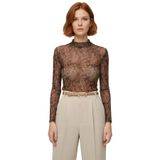 Moda Dik Yaka Örme Slim Şal Desen Desen Casual Günlük Regular Uzun Kol Bluz_Çok Renkli-XS