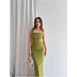 Moda Durağı Arow Slip Elbise Balık Kesim Mezuniyet İçin Abiye Stil Yeşil
