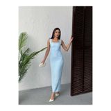 MODA DURAĞI QUALİTY MAXİ TAŞLI ELBİSE Bebe Mavi