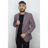 Moda Fistan Store Erkek Bordo Italyan Kesim Dar Kalıp Tek Düğme Yırtmaçlı Blazer Ceket - 46