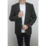 Moda Fistan Store Erkek Düz Spor Kesim Normal Kalıp Çift Düğme Çift Yırtmaçlı Blazer Ceket - 48 - Haki Yeşil