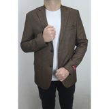 Moda Fistan Store Erkek Düz Spor Kesim Normal Kalıp Çift Düğme Çift Yırtmaçlı Blazer Ceket - 56 - Kahverengi