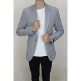 Moda Fistan Store Erkek Gri Italyan Kesim Dar Kalıp Tek Düğme Çift Yırtmaçlı Blazer Ceket - 48 / 6