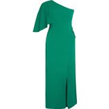 Moda Fit Şık Abiye Gece Finike Dokuma Asimetrik Yaka Kolsuz Kol A-Line Maxi Boy Büyük Beden Elbise