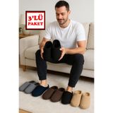 Moda Frato 3'LÜ PAKET VELVET Erkek Terlik Ev Terliği Kışlık Yumuşak Tabanlı