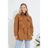 Moda Gerçek Kaşe Ceket Belden Büzgülü Camel L