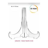 Moda Hayal 10 Adet Çerçeve Ve Tabak Ayağı Stand Set Şeffaf Pleksi 17,5 Cm