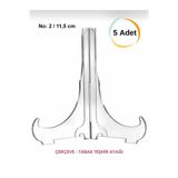 Moda Hayal 5 Adet 11,5 Cm Çerçeve Ve Tabak Teşhir Ayağı Stand Set Şeffaf Pleksi