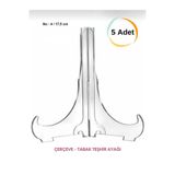 Moda Hayal 5 Adet Çerçeve Ve Tabak Teşhir Ayağı Stand Set Şeffaf Pleksi 17,5 Cm A4 Uyumlu