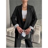 Moda İkra Kadın Siyah Astarlı Blazer Ceket Uzun Kol Dokuma ile Günlük Kullanım için Şık Seçim