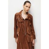 Moda İlgi Modailgi Geniş Salaş Yaka Önü Fermuarlı Tunik - 30111 Kahve