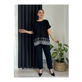 MODA KADIN ETEĞİ FİSTO DETAY ESNEK VİSKON BÜYÜK BEDEN BLUZ