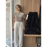 Moda Kadın Geniş Paça Eşofman Altı Yüksek Bel Salaş Rahat Günlük & Spor Pantolon - XL - Beyaz