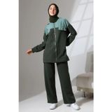 Moda Kadın Haki Yeşili Mevsimlik Penye Alt Üst Spor Ve Rahat Ikili Tunik Pantolon Şık Tesettür Takım