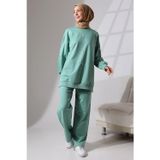 Moda Kadın Mint Yeşili Mevsimlik Penye Alt Üst Spor Ve Rahat Ikili Tunik Pantolon Şık Tesettür Takım