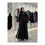 MODA Kadın Tesettür 3’lü Takım Etek Sweat Üst Alt Fermuarlı Günlük Spor Kombin