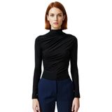 Moda Kare Yaka Örme Slim Düz Desen Casual Günlük Crop Kısa Kol Bluz_Siyah-M