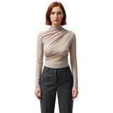 Moda Kare Yaka Örme Slim Düz Desen Casual Günlük Crop Kısa Kol Bluz_Taş-S