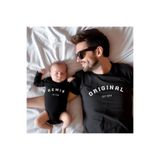 MODA Kişiye Özel Doğum Tarihli Baskılı Baba Bebek Aile Tişört Zıbın Kombin