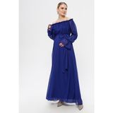 Moda Labio Kadın Şifon Hamile Elbise - Mavi - 36