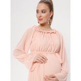 Moda Labio Kadın Şifon Hamile Elbise - Pudra - 42