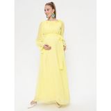 Moda Labio Kadın Şifon Hamile Elbise - Sarı - 38