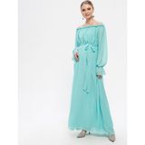 Moda Labio Kadın Şifon Hamile Elbise - Yeşil - 44