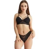 Moda Lady Kadın Dantelli Kaplı Bralet Sütyen Külot Takım - Siyah - 80B