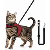 Moda Large Kaçmayı Önleyen Kedi Göğüs Tasması 3’lü Set Air Mesh Nefes Alabilen Kedi Tasması Yeleği Gezdirme Sevk Kayışı ve Araç Emniyet Kemeri Bağlantısı - Kırmızı - 2 Small