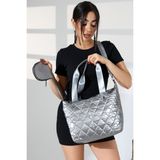 Moda Lime Antrasit Kapitone Büyük Omuz Çapraz Askılı Kadın Paraşüt Kumaş Çanta