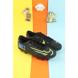 Moda Lime Çocuk Krampon Çim Saha Erkek Çocuk Futbol Ayakkabı Çivili Futbol Spor Ayakkabısı - Siyah