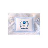 Moda Lime İsme Özel Bebek Yastığı | Peluş Kenarlı | Balonlu Fil Desenli Erkek Bebek Odası Dekor Yastığı