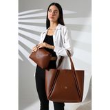 Moda Lime Kadın Suni Deri Desenli Ekstra Mini Çantalı Yandan Askı Kulp Detay Iç Bölmeli Kol ve Omuz Çantası - Taba