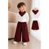 Moda Lina Baby Erkek Çocuk Ekose Bol Paça Pantolon & Yakalık Seti