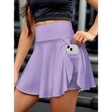 Moda Loris Kadın Yüksek Bel Cepli Sandy Short Etek - Lila - L - XL