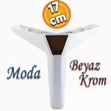 Moda Lüks Mobilya Oturma Grubu Kanepe Tv Ünitesi Konsol Koltuk Ayağı Baza Ayakları Beyaz Krom 17 Cm