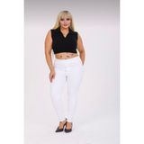 Moda Mark Real Kadın Beli Lastikli Kot Tayt Pantolon / Toparlayıcı /yüksek Bel /büyük-Küçük-Beden - 44 - 001-Beyaz
