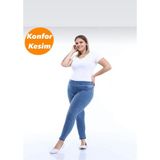 Moda Mark Real Kadın Beli Lastikli Kot Tayt Pantolon / Toparlayıcı /yüksek Bel /büyük-Küçük-Beden - 44 - Buz Mavi