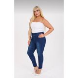 Moda Mark Real Kadın Beli Lastikli Kot Tayt Pantolon / Toparlayıcı /yüksek Bel /büyük-Küçük-Beden - 60 - Kot Mavi