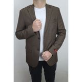Moda Men Fistan Store Erkek Kahverengi Düz Spor Kesim Normal Kalıp Çift Düğme Çift Yırtmaçlı Blazer Ceket - 56 - 6 Drop