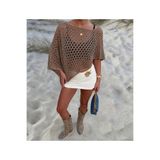 moda mh Yazlık Salaş Panço Bluz Trend Model 9377448 Vizon