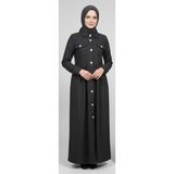 Moda Mia Tesettür Giyim Belden Büzgülü Pardesü - Antrasit - M