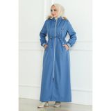 Moda Mihram Beli Bağcıklı Ribanalı Mont Mavi 19215 - 38