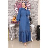 Moda Mihram Dantel Detaylı Şifon Abiye Mavi 19143 - 42