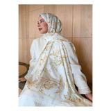 MODA Mineleşarp Retro Desen Pamuk Soft Şal Kadın Beyaz Gold